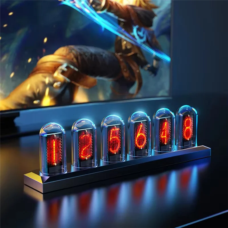 

FYBL-IPS Color Screen LED Glows RGB Nixie Tube Clock Analog Digital Tube DIY Night Lights Gaming Desktop Home Decoration
