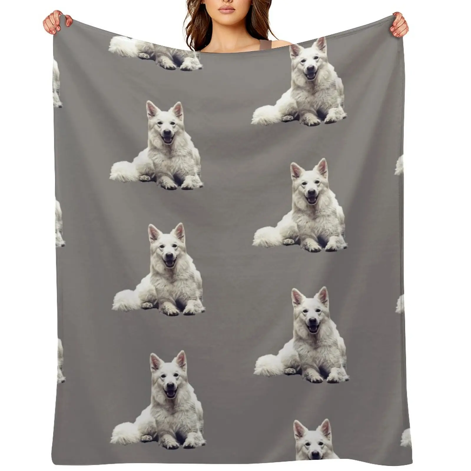 White Swiss Shepherd Dog Throw Blanket Luxury Throw bed plaid Quilt Custom Blankets