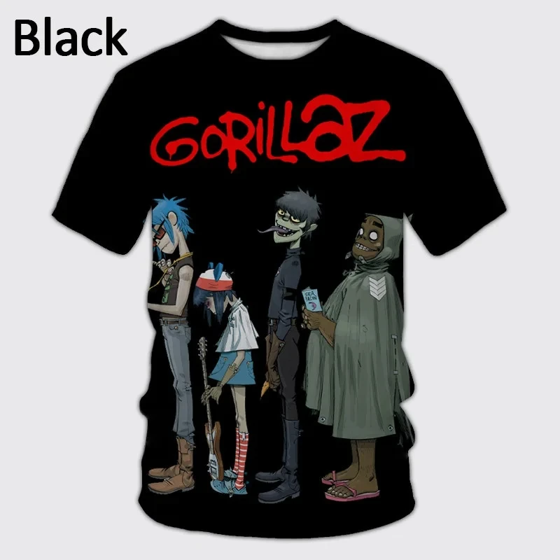 Gorillaz Rock Band 3d Print Summer Men's O-Neck T-shirt Casual Short Sleeve Oversized Fashion Tops Trend Men Clothing