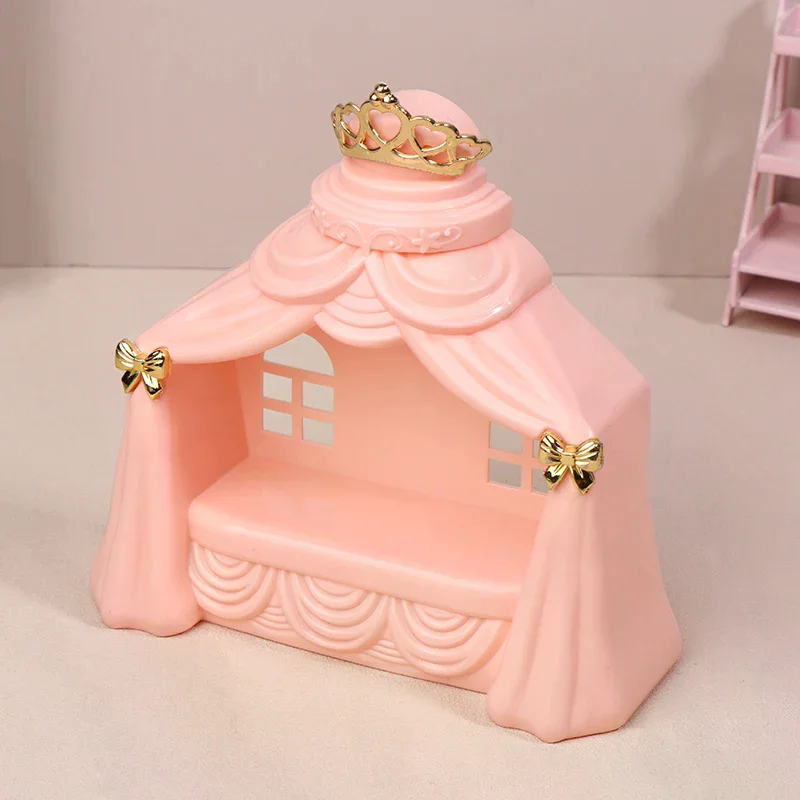 1/12 Dollhouse Mini Princess Bed Model Dollhouse Bedroom Furniture Decoration Dolls House Accessories Pretend Play Toys