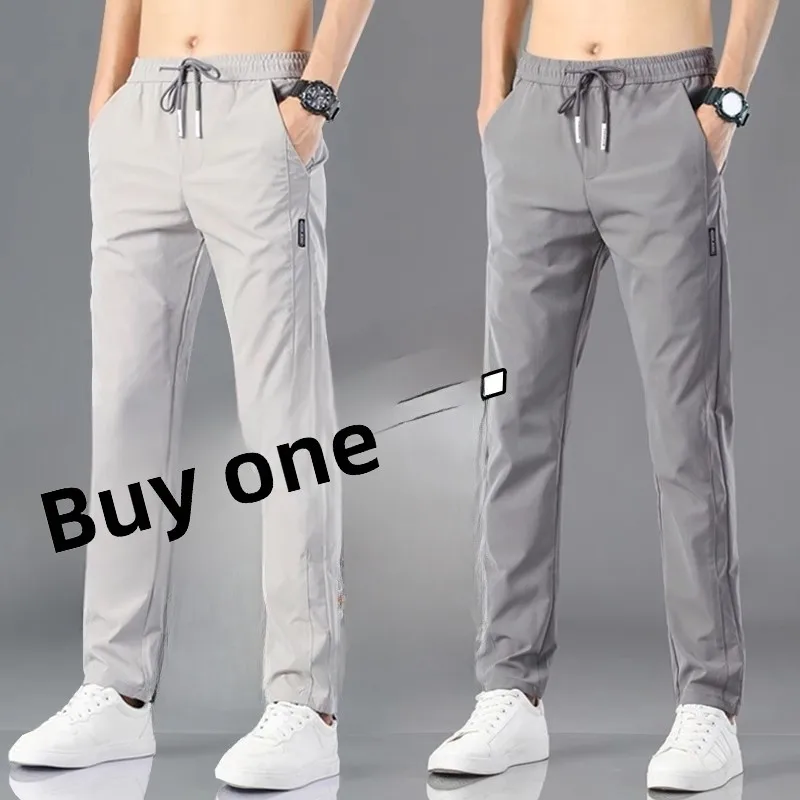 

Men's Summer Cool Feeling Large Size Casual Pants Straight Leg Spor Workwear Loose Fit Trousers for Office And Outdoor Acti...