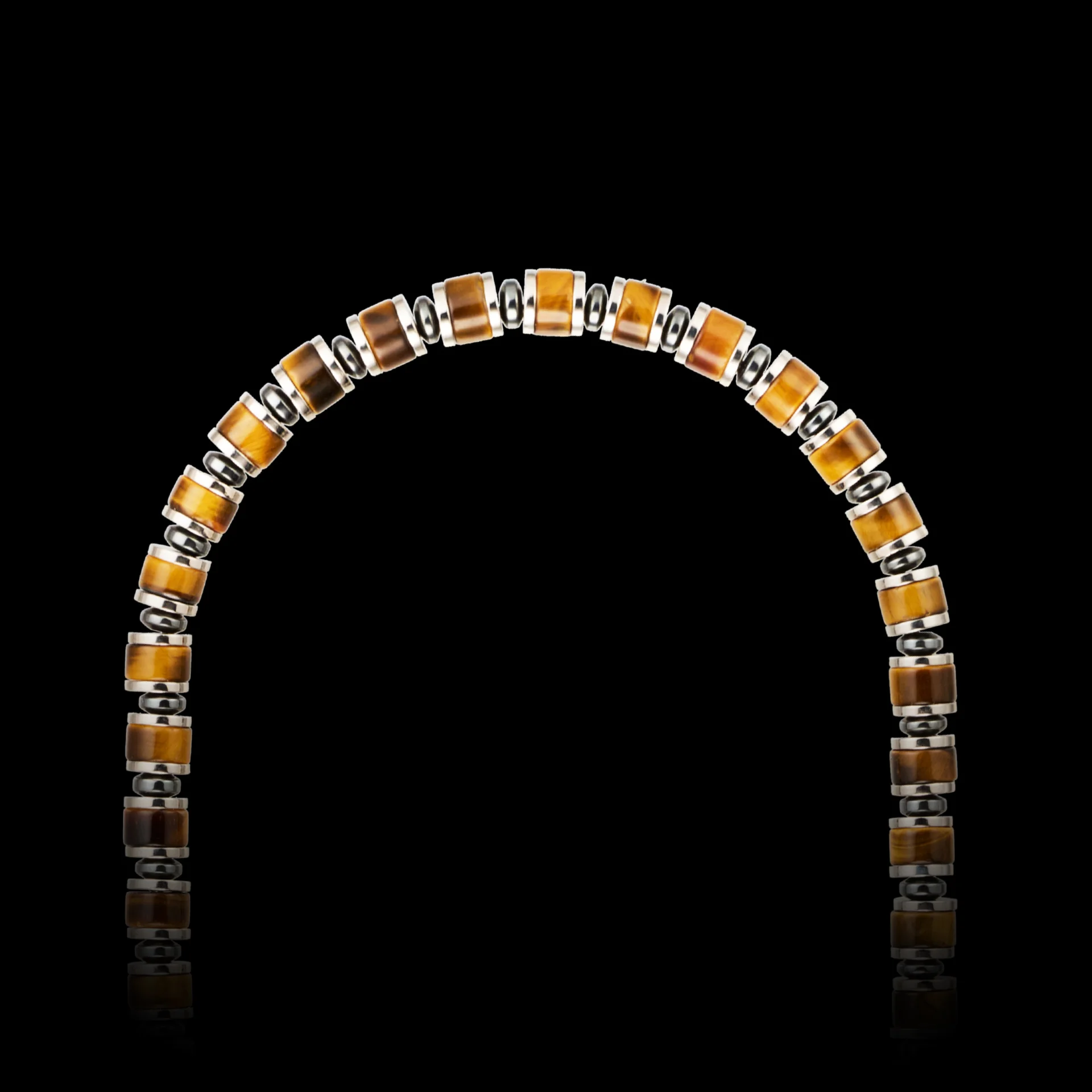Men's 6mm Natural Tiger Eye Stone Necklace Stainless Steel Vintage Pendant Fashion Jewelry Gift