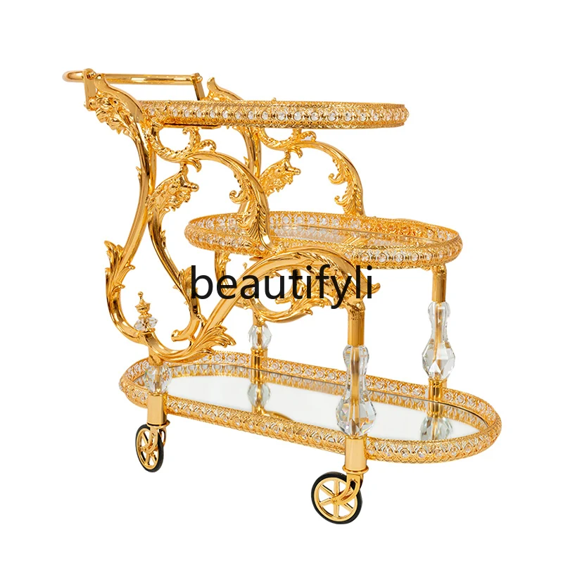 Diamond cutting technology High-grade two or three-layer gold-plated copper dining car Home food delivery car