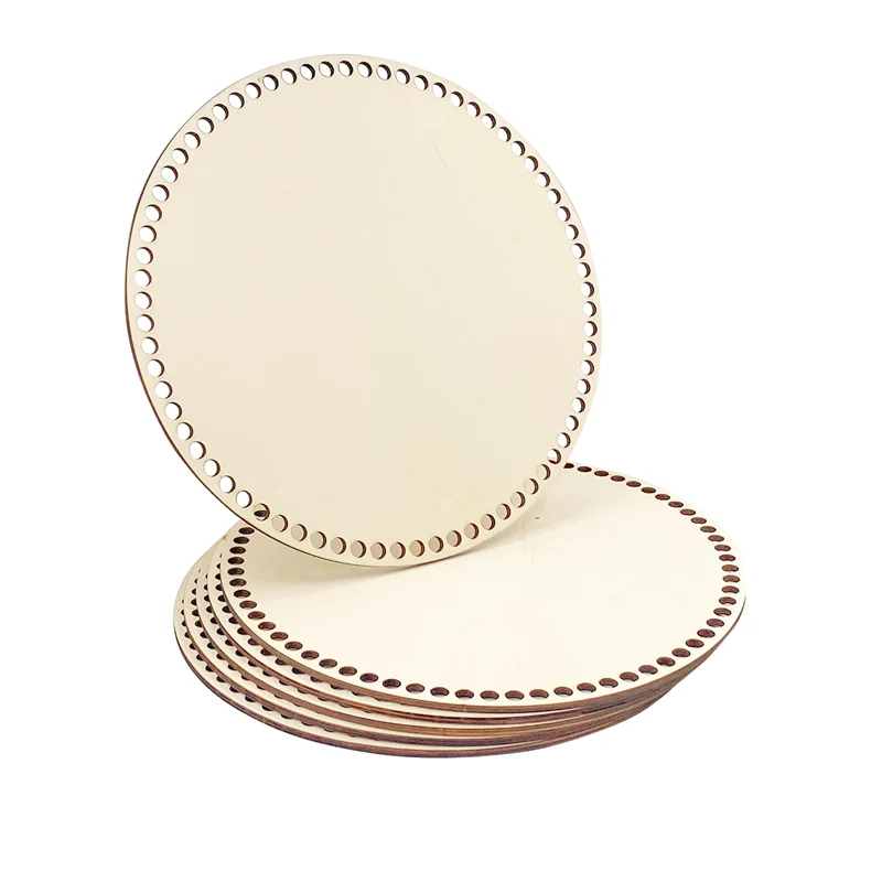 

10-дюймовое 6-компонентное дно корзины для вязания крючком, незавершенное деревянное круглое плетение, основание для вязания для поделок