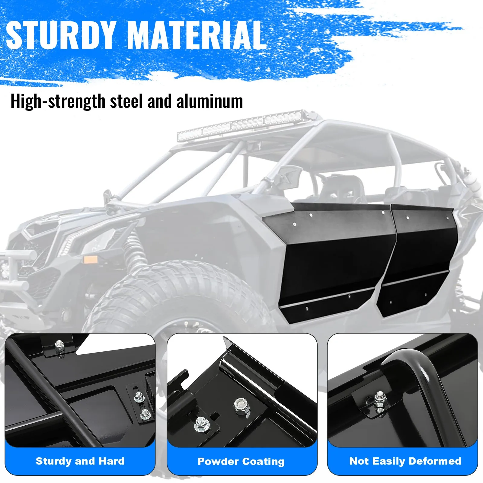 4PCS Aluminum Door Panel Powder Coated For CAN AM X3 Full Doors 17 18 19 20-2024