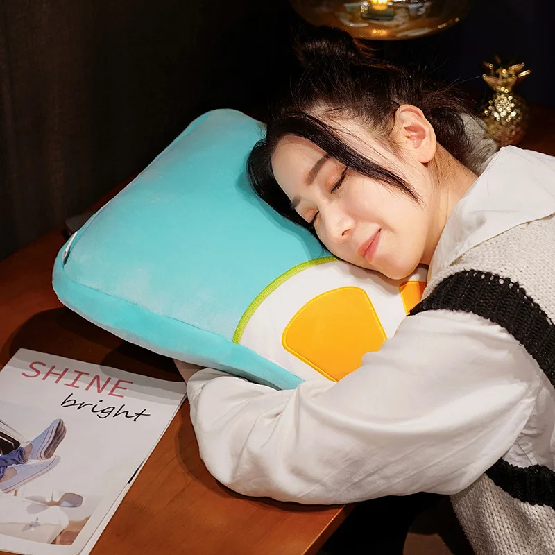 

Pillow Travel Blanket Cartoon Plush Thicken Filled PP Cotton Pillow Foldable Plush Quilt for Winter Warm Plush Home Sofa