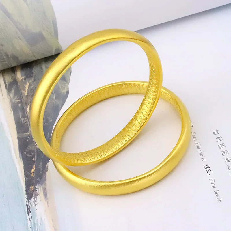 9999 real gold 24K yellow gold Ancient method heart sutra bracelet gold shop with frosted silent inheritance bracelet