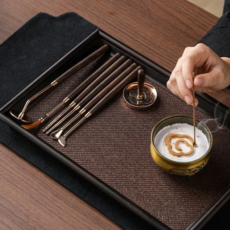 Zen Walnut Wood Incense Seal Kit, Beginner Xiangdao Tools，Agarwood Sandalwood Powder Stamping Incense Burner Aromatherapy Decor
