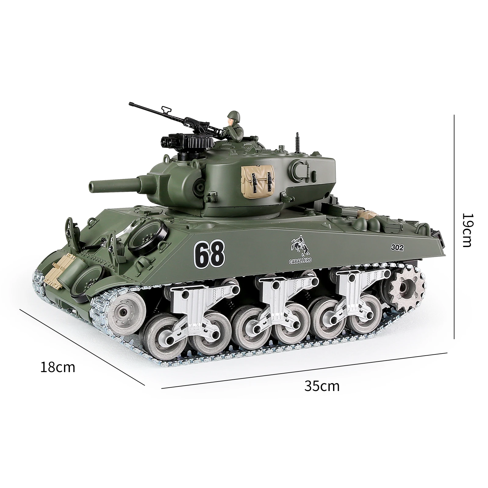 Coolbank 1:18 RC Tank US M4A3 Sherman Zdalnie sterowany model Czołgu wojskowego Zabawki RC Pojazd z dźwiękiem światła Czołg wojskowy dla dzieci Dorośli