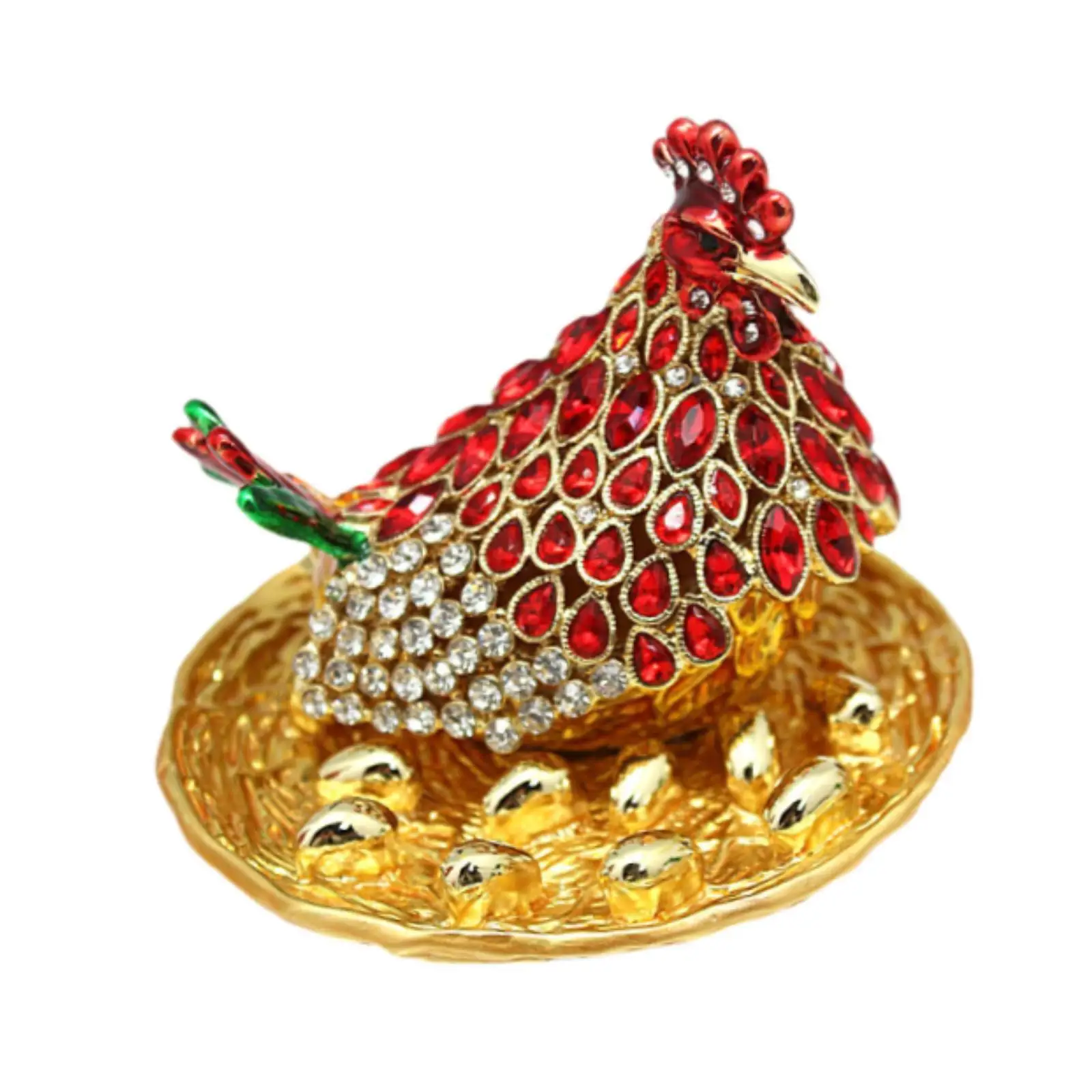 

Enameled Chicken Figurine Jewelry Box Hen Style Decorative Decorative Keepsake