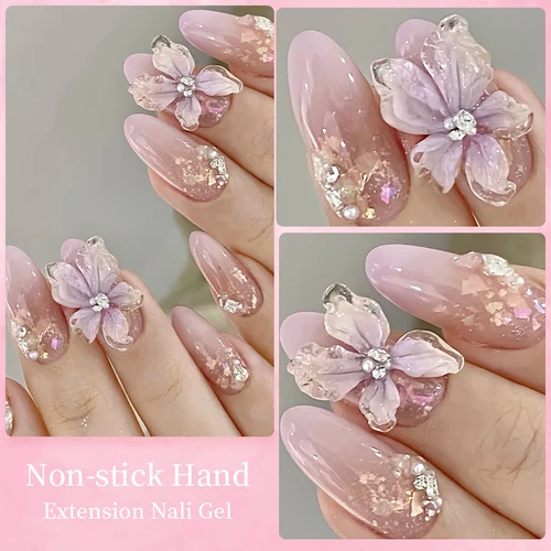 Imagen 2 del producto LILYCUTE-esmalte de uñas de Gel de extensión sólido, transparente, antiadherente, moldeador 3D, flor tallada, dedo, prolonga la construcción, Gel duro, 8ML