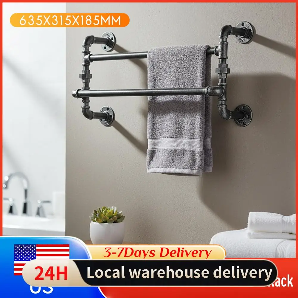 

Винтажный промышленный настенный держатель для полотенец из кованого железа в стиле рустик, органайзер для банных полотенец, салфеток и аксессуаров