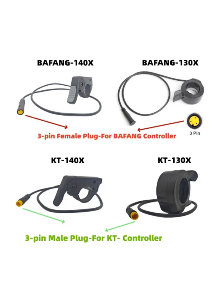 AliExpress GUSTAVO Ebike Throttle Waterproof Connector Finger Thumb Throttle For Bafang Controller / KT Controller