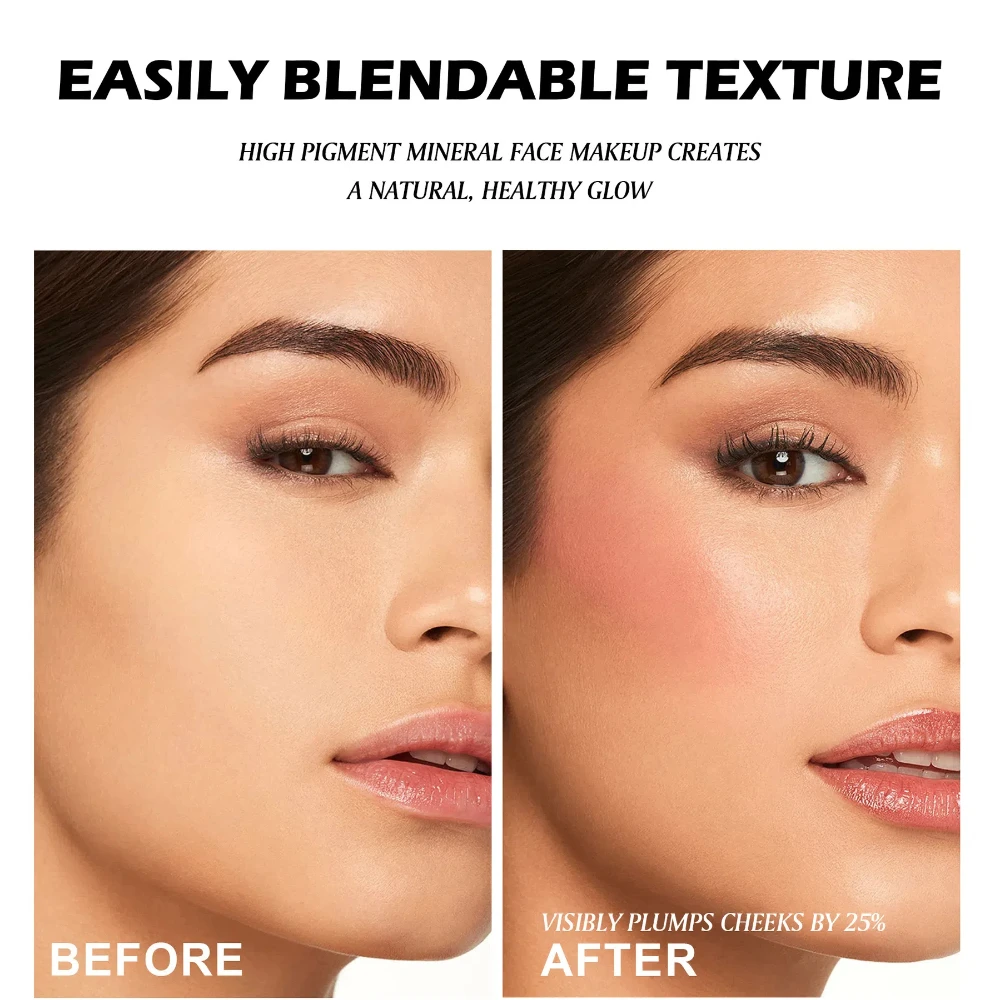 2 สี Soft Matte Blush Highlighter สีส้มพีชสีชมพูธรรมชาติสีแดง Rouge Cheek สีม่วง Nude แต่งหน้า Face Brightening เครื่องสําอางค์
