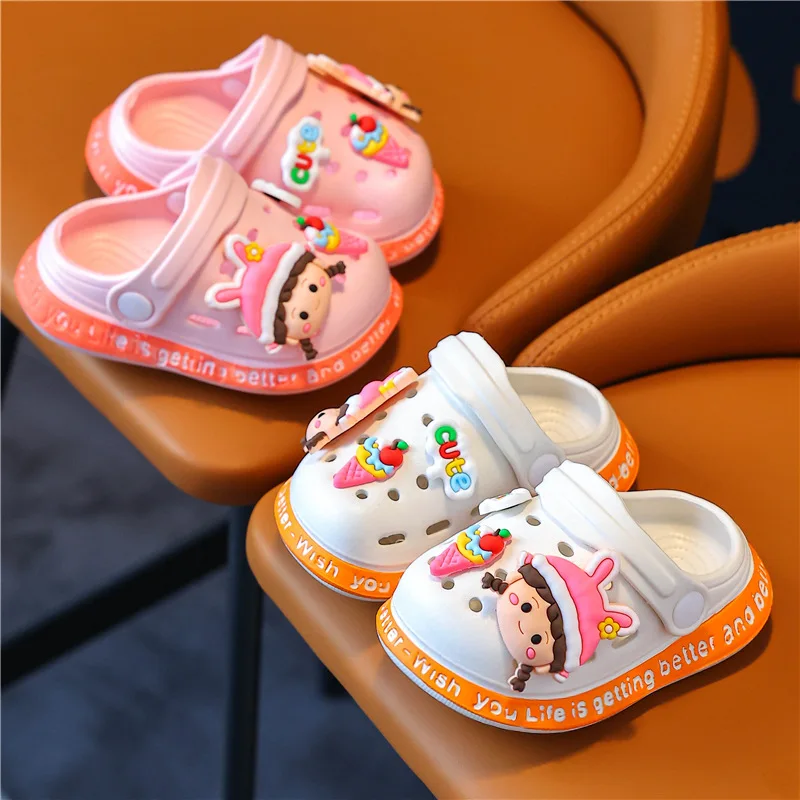 Kids Summer Outdoor Slippers Girl Baby Cartoon Cute Boy Antiskid Light Slippers Children Boys Cute Icecream Sandals