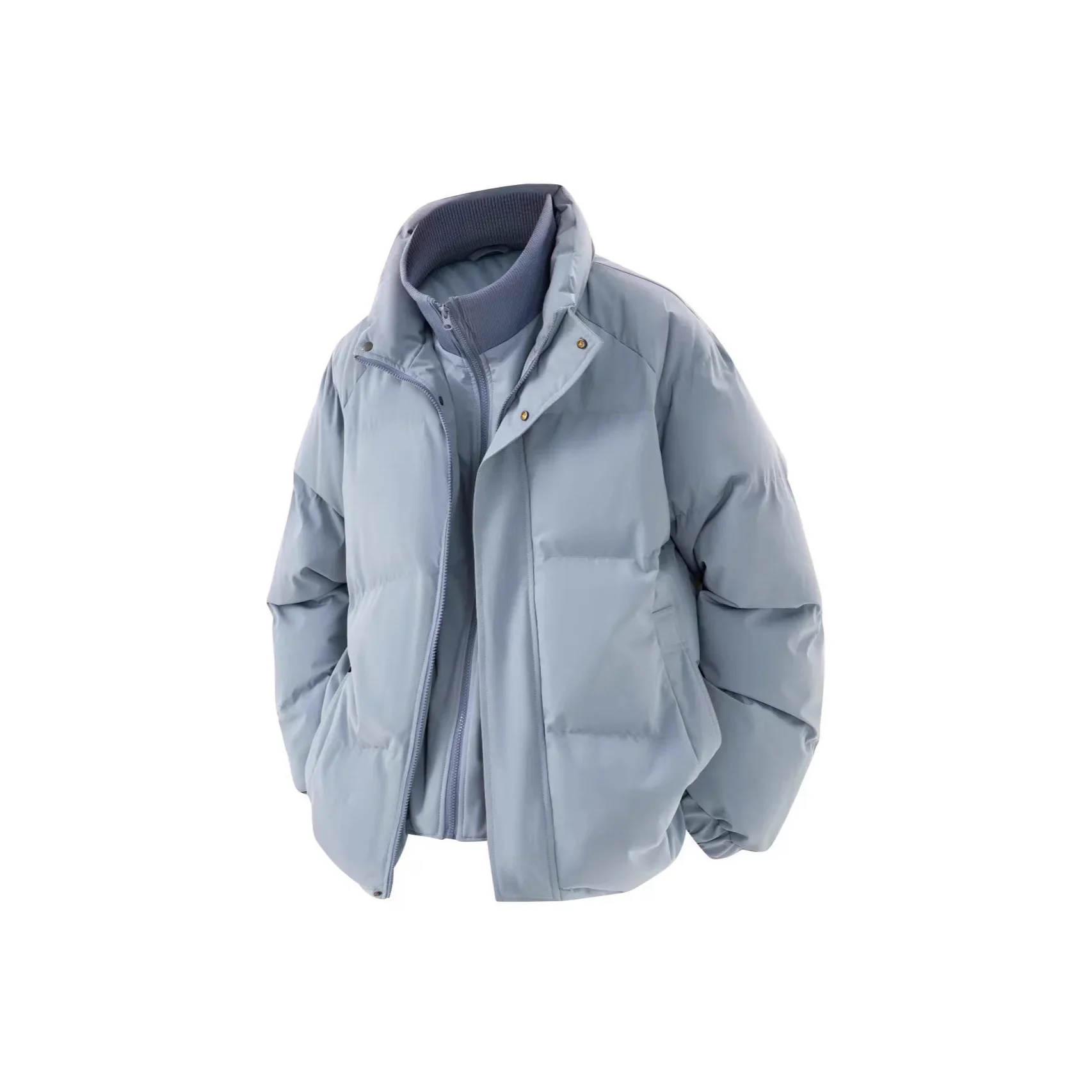 LIBIELIY Giacca in cotone con colletto alla coreana casual allentato Caldo ed elegante Falso in due pezzi per coppie Uomo Donna Capispalla invernale Alla moda