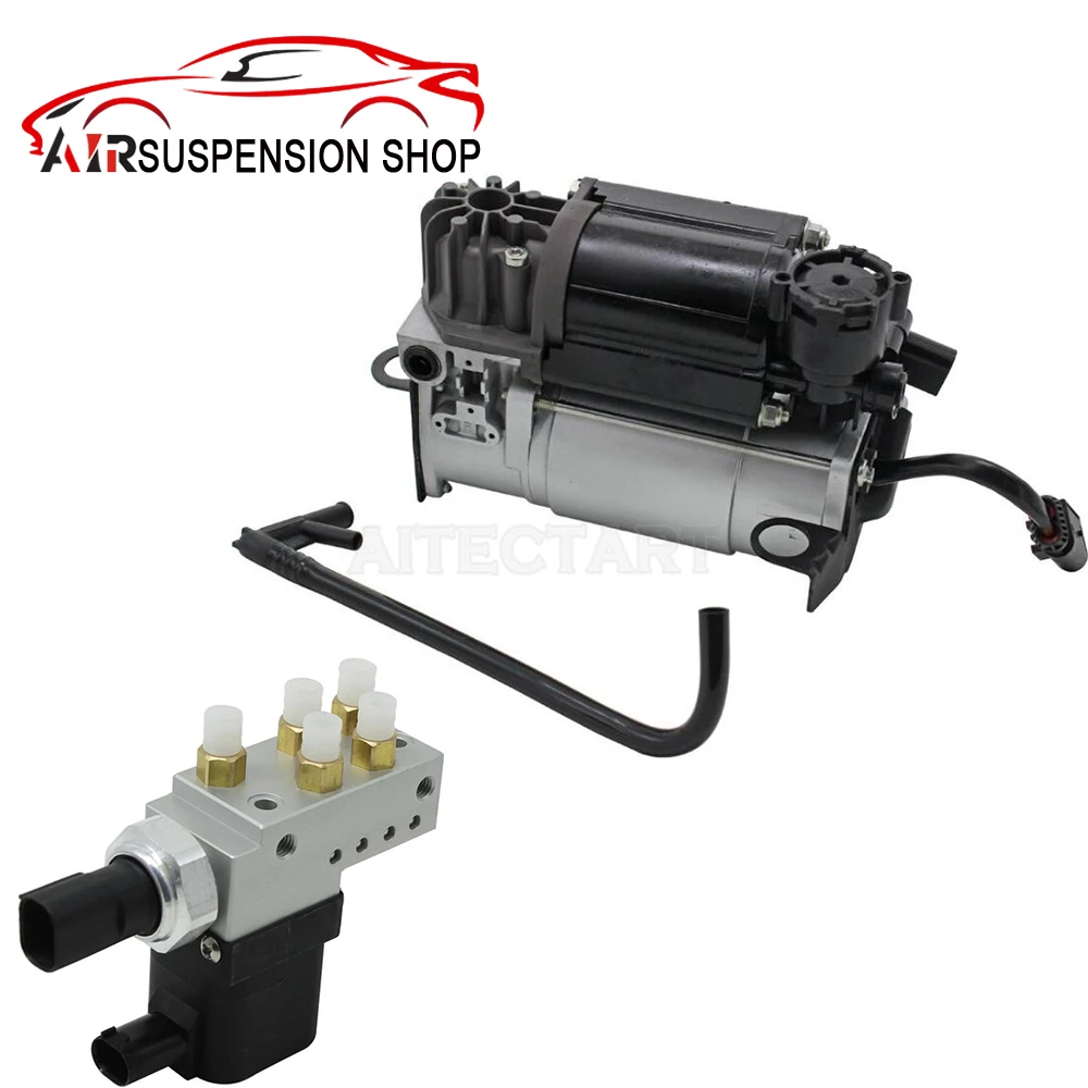 Air Suspension Compressor Pump With Valve Block & Air Pipe For Mercedes Benz W220 S500 S430 S350 OEM 2203200104