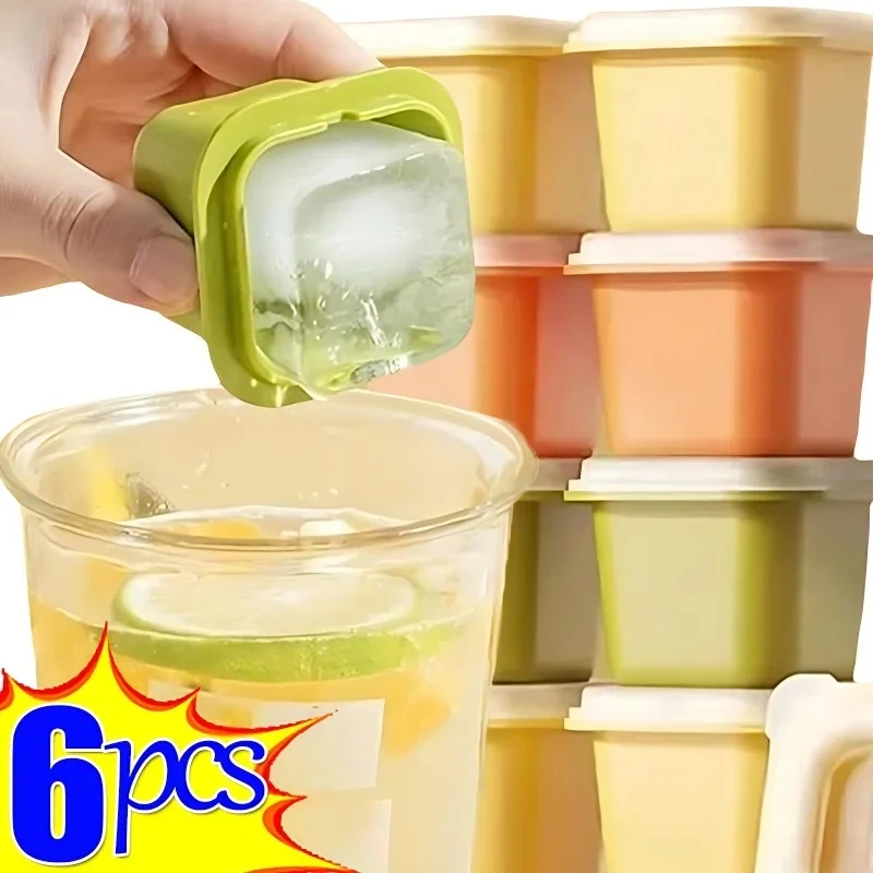 

2/6Pcs Ice Cube Mold Creative Reusable Square Ice Cube Makers For DIY Ice Cream Whiskey Cocktail Mould Household Kitchen Gadgets