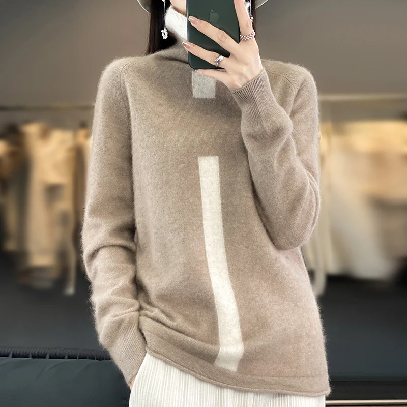 

Lafarvie Mink Cashmere Turtleneck Sweater Women Autumn Winter Coloth Soft Warm Jumper Pull Femme Hiver Jumper Pullove Outwear