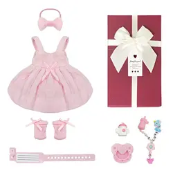 Reborn Babies Dolls Pink Clothing Set for 7 Inch Reborn Baby Dolls with Gift Box Doll Accessories