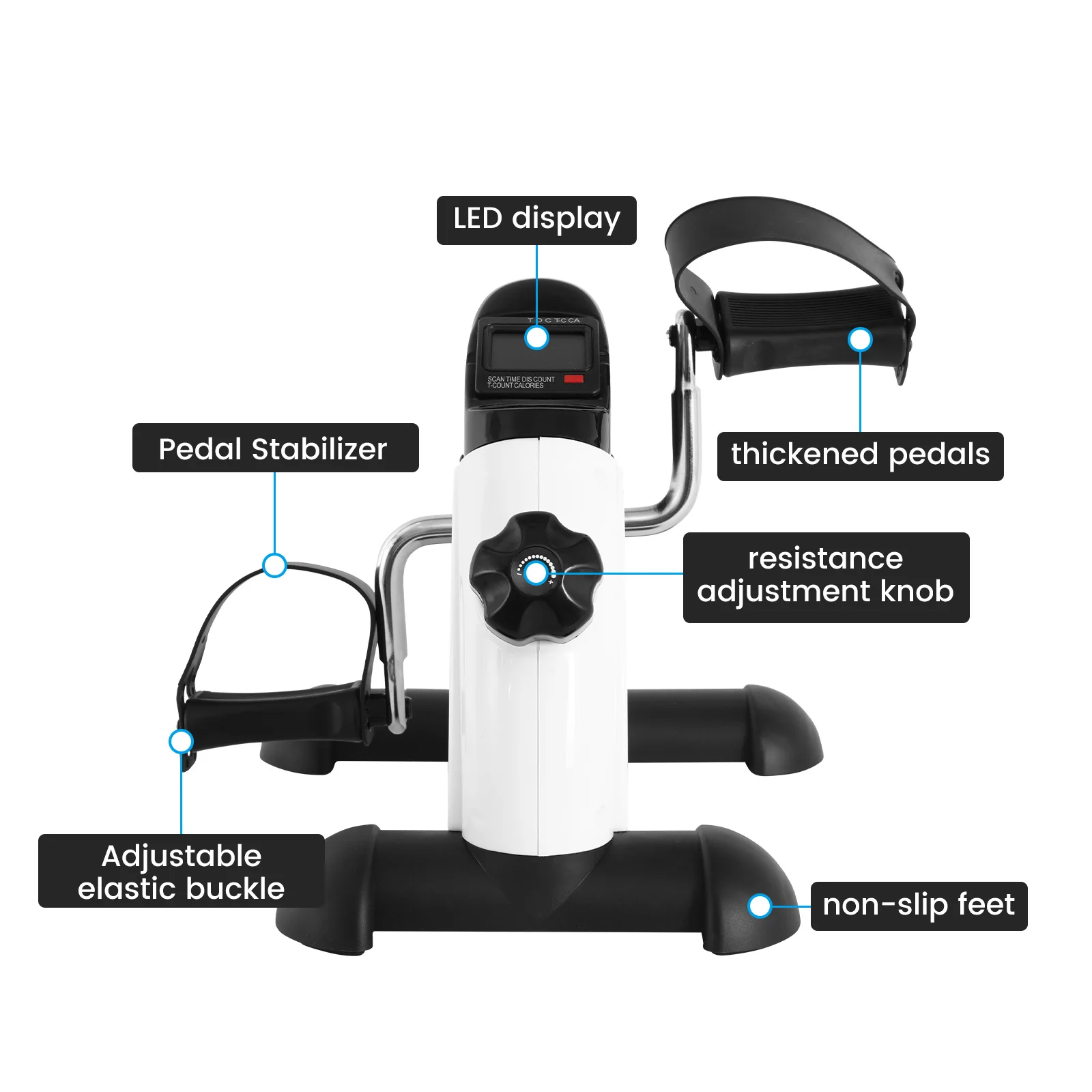 ستيبر صغير متعدد الوظائف، دراجة تمرين، دراجة رقمية تحت المكتب مع شاشة عرض LCD، أداة تمرين الدواسة لذراع الساق