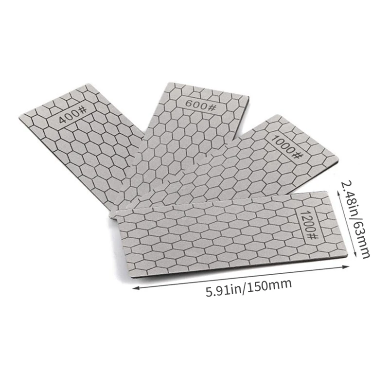 4Pcs Diamond Sharpening Stones,With Non-Slip Mat, 400/600/1000/1200 Grit, Whetstone Honeycomb For Kitchen Sharpening