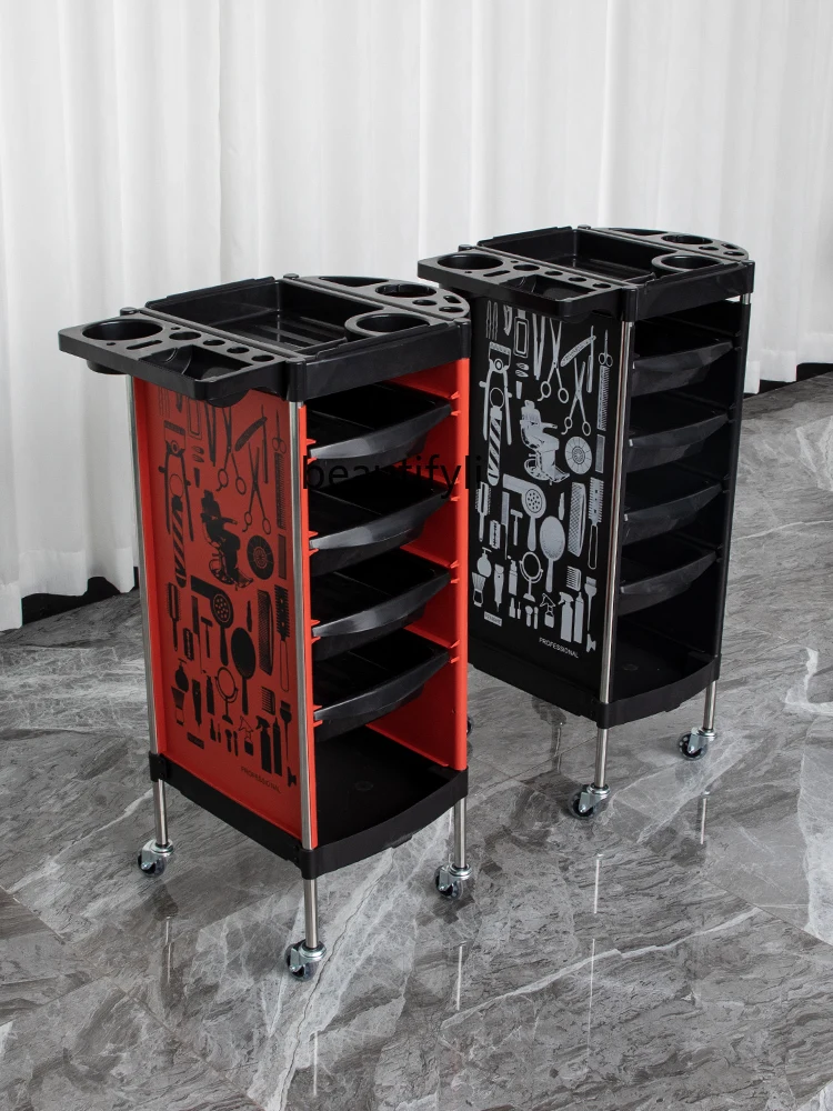 Barber Shop Tool Car Beauty Salon Storage Cart Hair Salon Storage Rack Storage Cabinet with Trolley