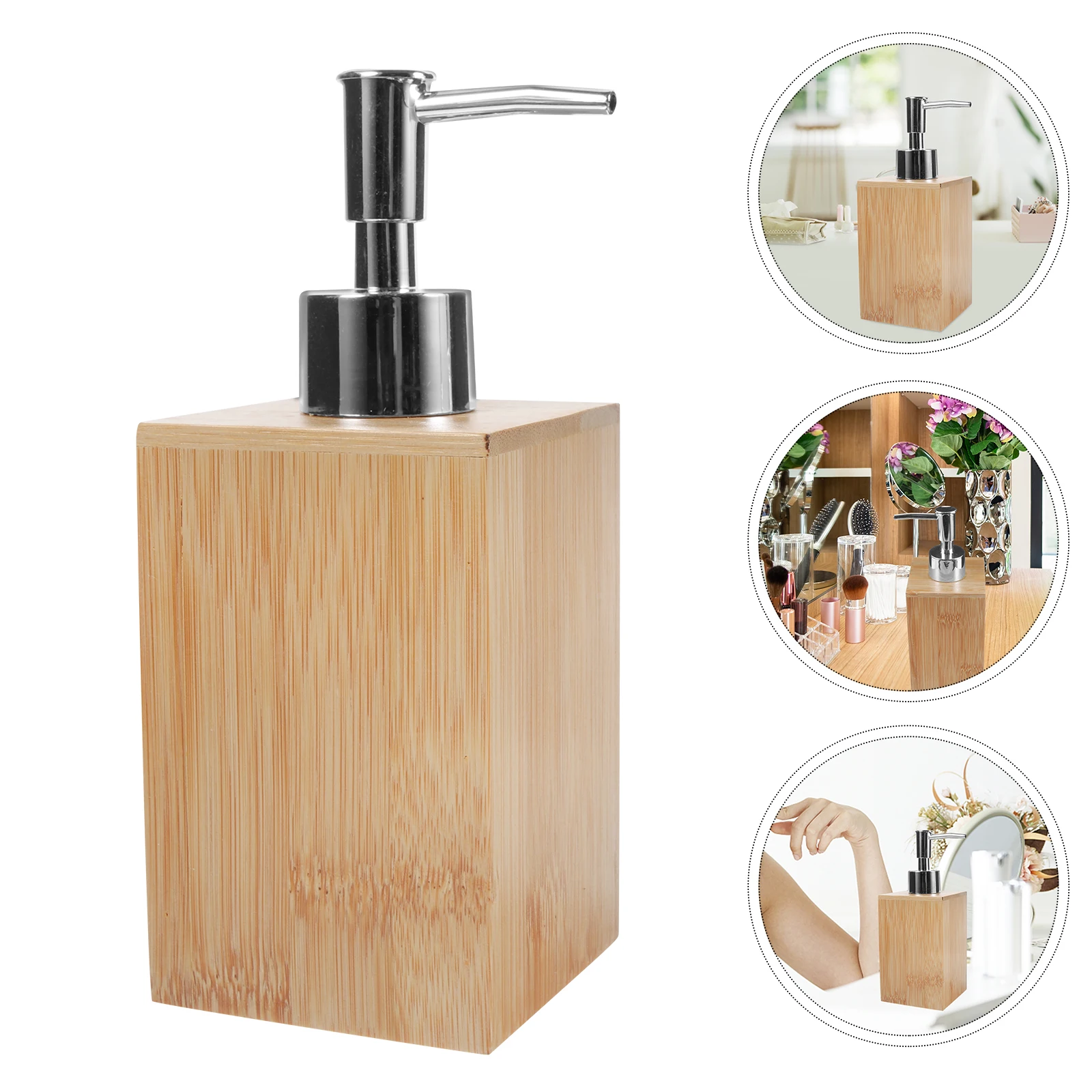 

Bamboo Hand Refillable Large Capacity Pump Bottle For Kitchen Bathroom Lotion Container Household Bamboo Shampoo Bottle Glass