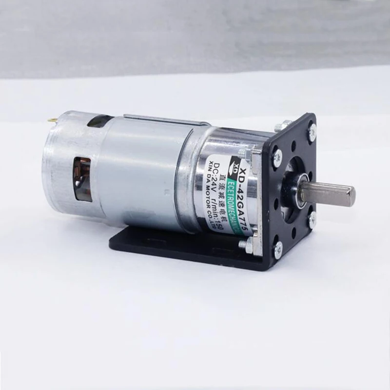 

DC 12V/24V 775 geared motor 25W high power and high torque motor slow speed CW/CCW 10-600RPM adjustable with bracket XD-42GA775