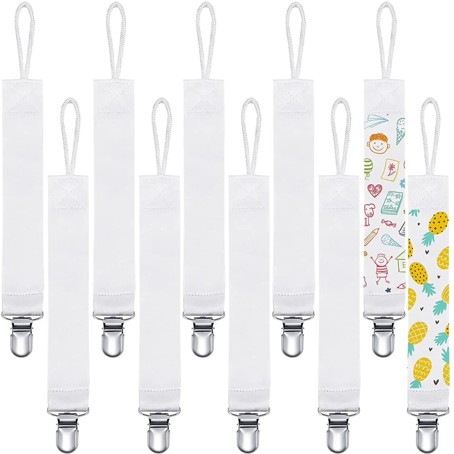 10pcs/Lot Non Toxic Texile Clip Pacifiers Sublimation Blanks Printable Baby Pacifier Clips For Boys Girls Fits Baby Teething Toy