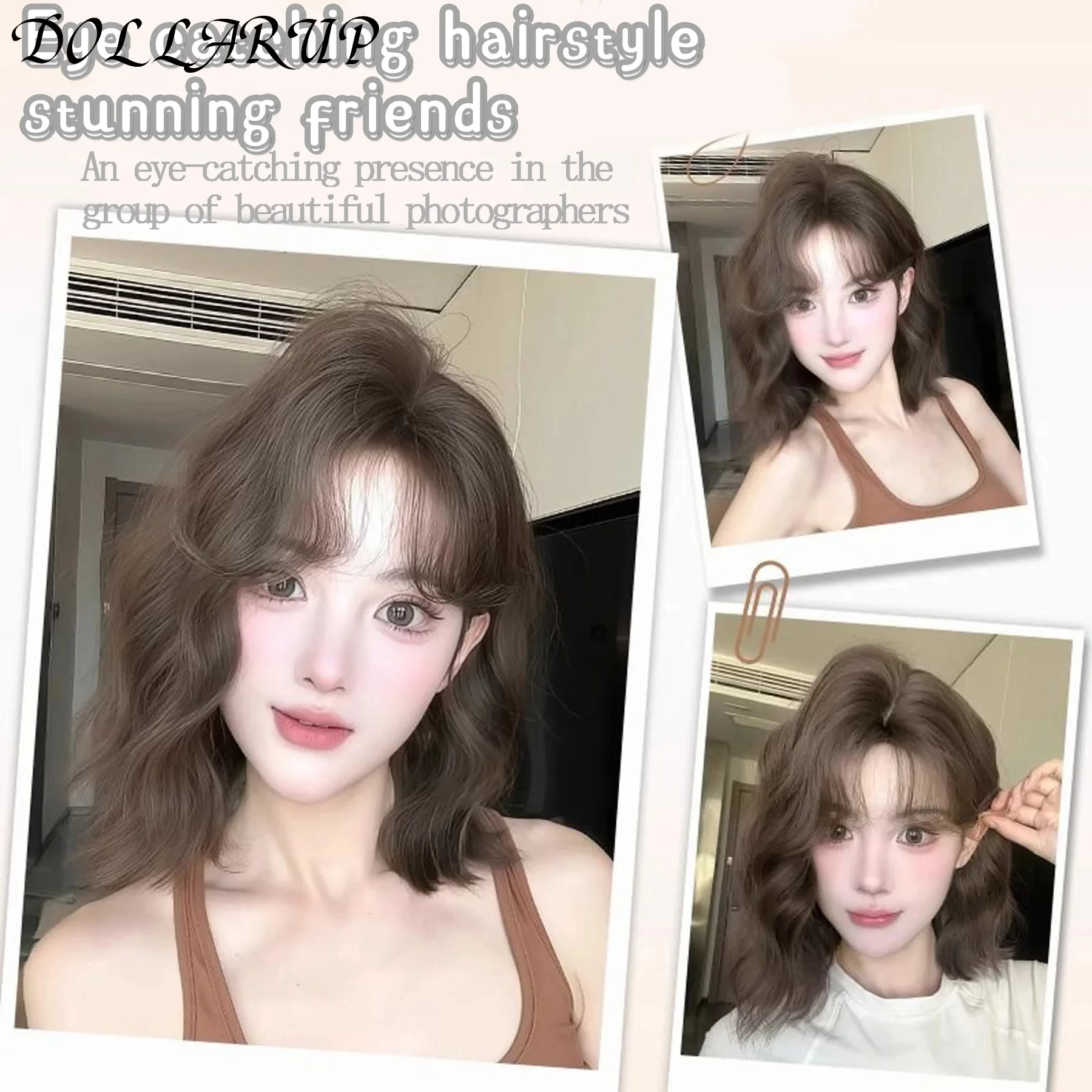 JKL شعر مستعار أسود قصير مجعد للنساء جودة عالية الاصطناعية الطبيعية موجة كبيرة أزياء السيدات شعر مستعار #5