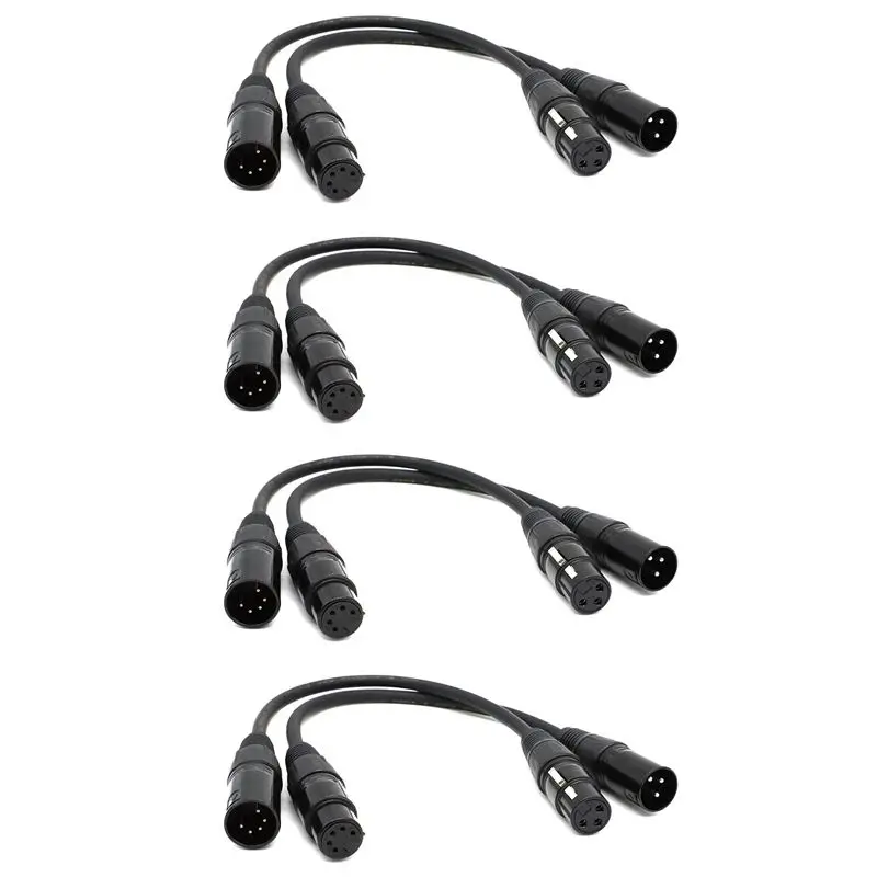 4X XLR Male 3 Pin To XLR Female 5 Pin & XLR Female 3 Pin To XLR Male 5 Pin Audio Cable, For Microphone DMX Stage Light