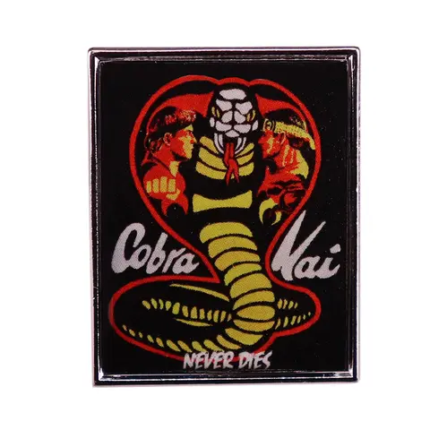 Cobra Kai Never Dies Brooch Badge Thai Venomous Snake Logo Pins Accessory Jewelry