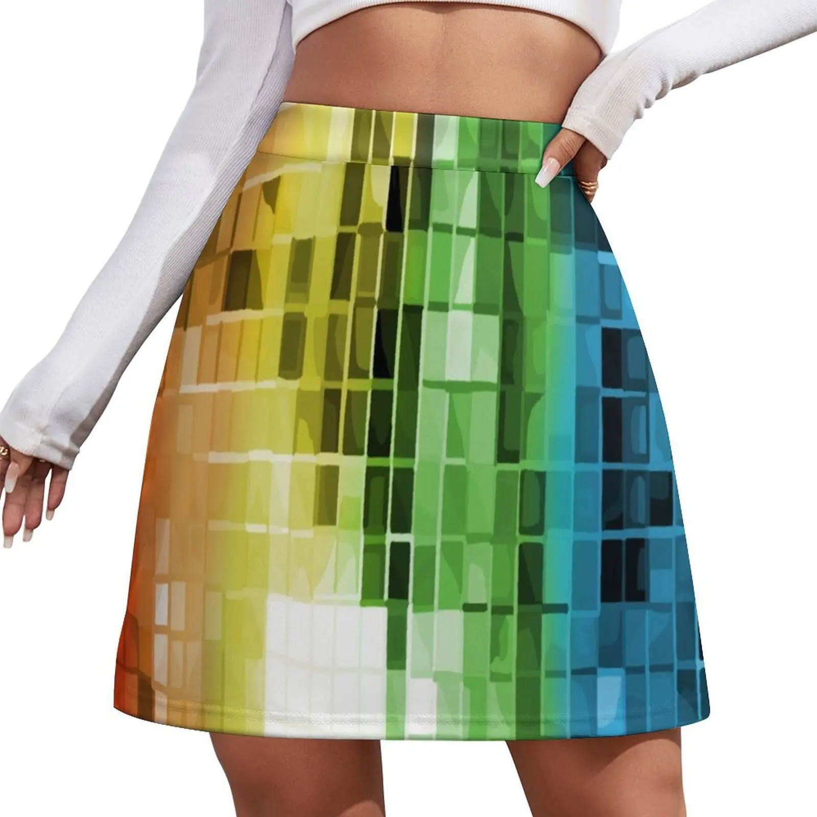 Rainbow Disco Ball Pattern Mini Skirt skirts summer clothes Short skirts