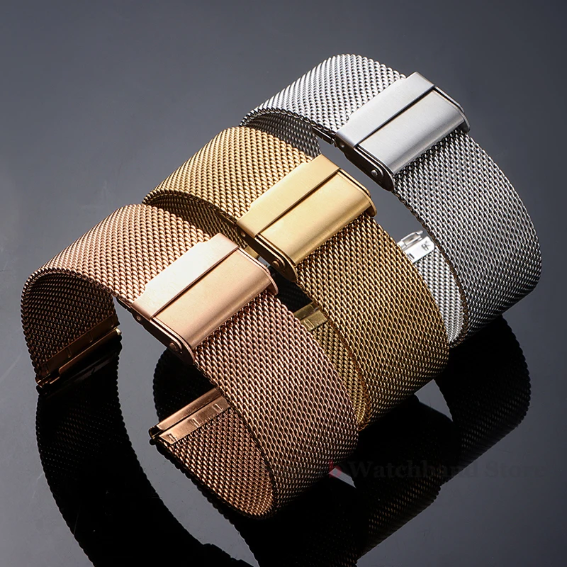 Milanese حزام العالمي سوار الإفراج السريع 18 مللي متر 20 مللي متر 22 مللي متر 12 مللي متر 14 مللي متر 16 مللي متر 17 مللي متر 19 مللي متر 21 مللي متر 24 مللي متر 0.6 شبكة الفولاذ المقاوم للصدأ #6