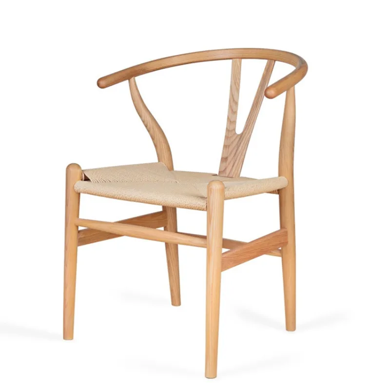 

Office Solid Wood Chair Restaurant Back Chair Arm Wishbone Study Backrest Armrest Cushion Furniture