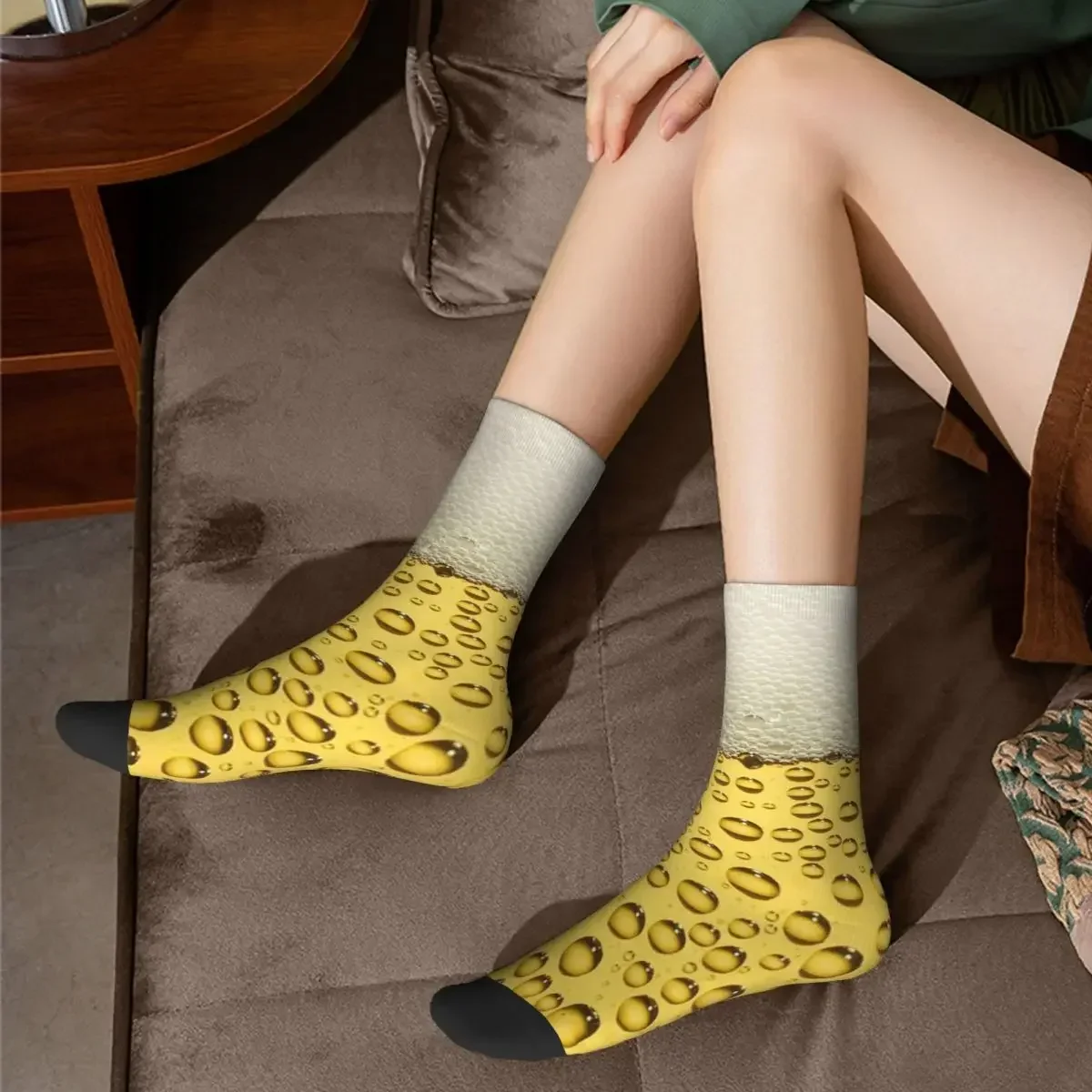 Chaussettes Harajuku à motif de mousse de bière, chaussettes longues toutes saisons, bas de haute qualité, accessoires pour cadeaux unisexes