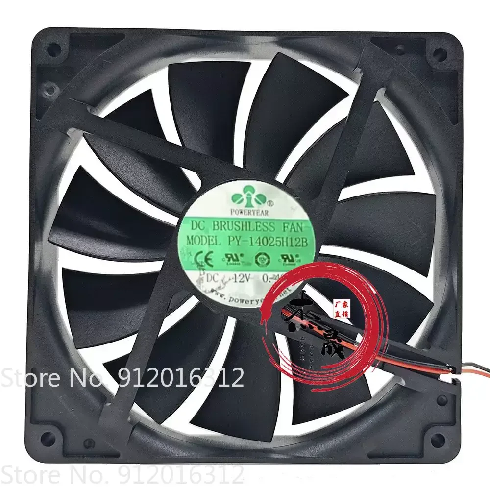 

Fan for PY-14025H12B POWERYEAR 12V 0.40A 14CM 14025 Cooling Fan 140*140*25mm