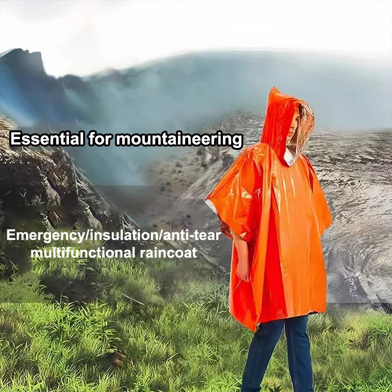 เสื้อกันฝนฉุกเฉินแบบสะท้อนความร้อน 4 ชิ้น ผ้าห่มฉุกเฉินแบบสะท้อนความร้อน เสื้อกันฝนกันน้ำสำหรับตั้งแคมป์