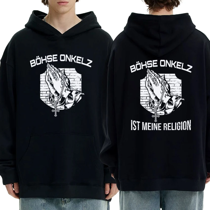 

Böhse Onkelz 90s hip hop Belief Double Sided printed Winter Hoodie Men women vintage Fleece streetwear Unisex Casual Sweatshirt