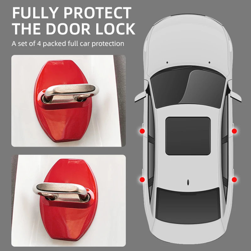 4Pcs New Stainless Steel Car Door Lock Cover Protection Stickers for Seat Leon Car Decoration Accessories