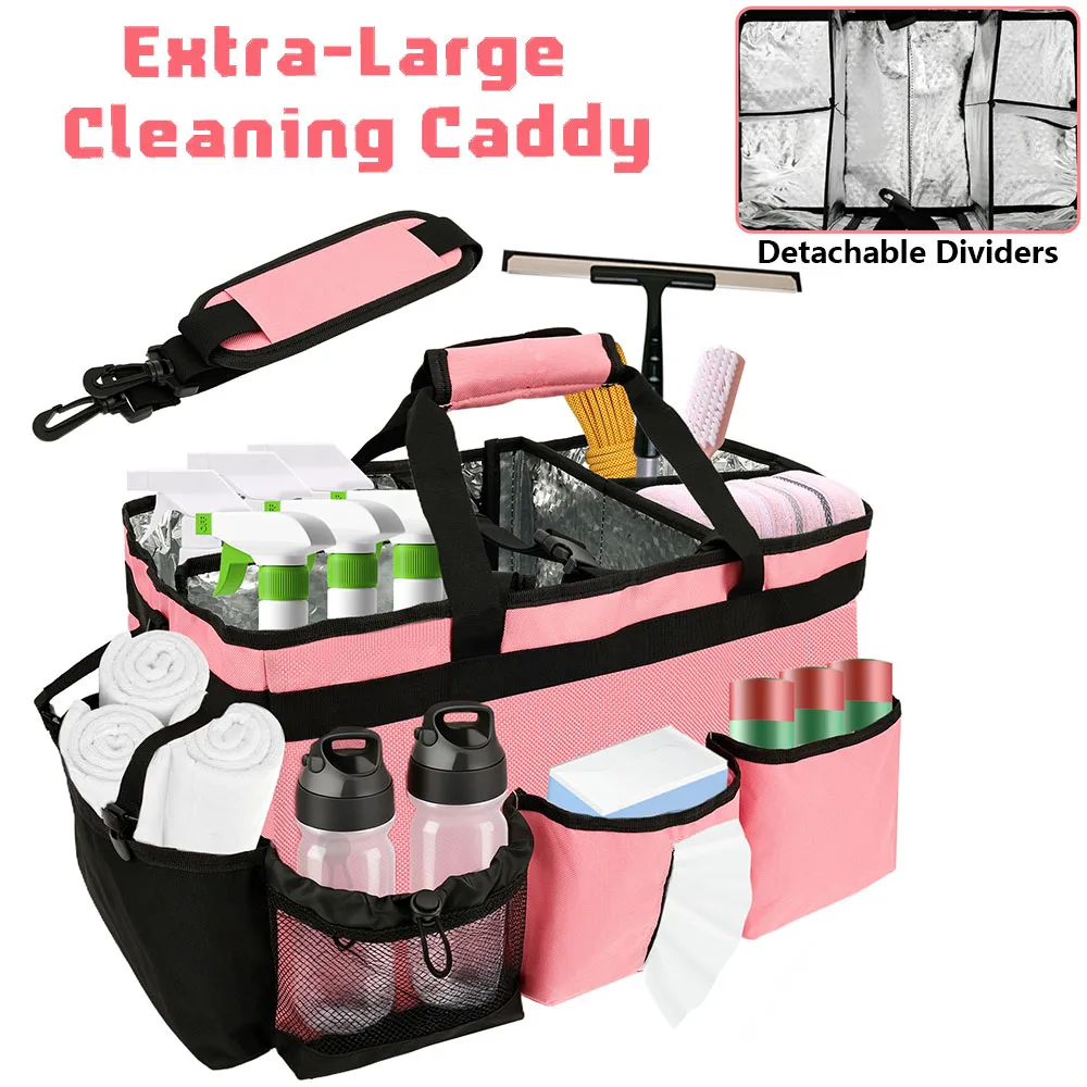 حقيبة تخزين أدوات التنظيف شديدة التحمل يمكن ارتداؤها مع فواصل قابلة للفصل، حقيبة أدوات متعددة الوظائف ذات سعة كبيرة #1