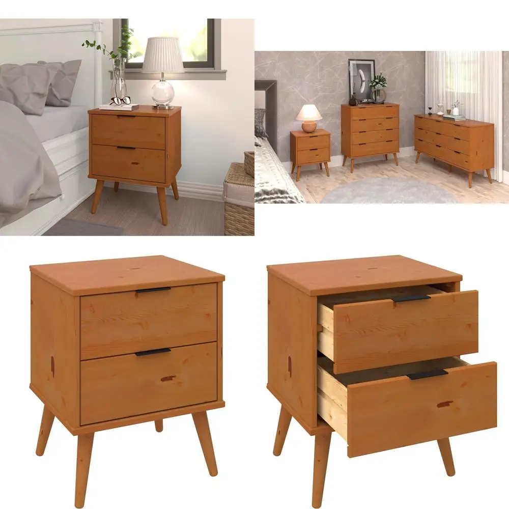 

Modern 2-Drawer Solid Wood Nightstand for Bedroom, Perfect for Apartments and Compact Spaces