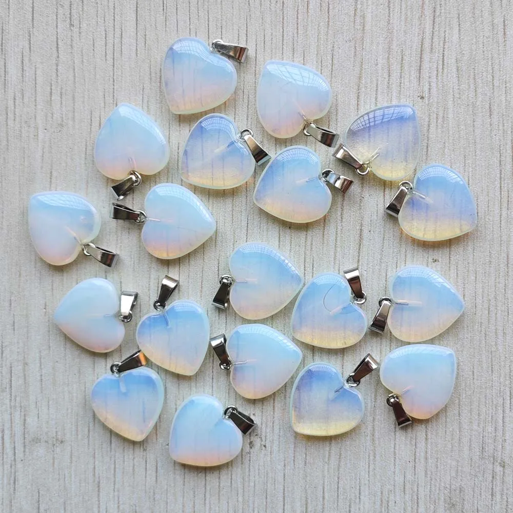 Fashion  hot sell opal stone heart charms pendants for jewelry making good quality  50pcs/lot free shipping Wholesale