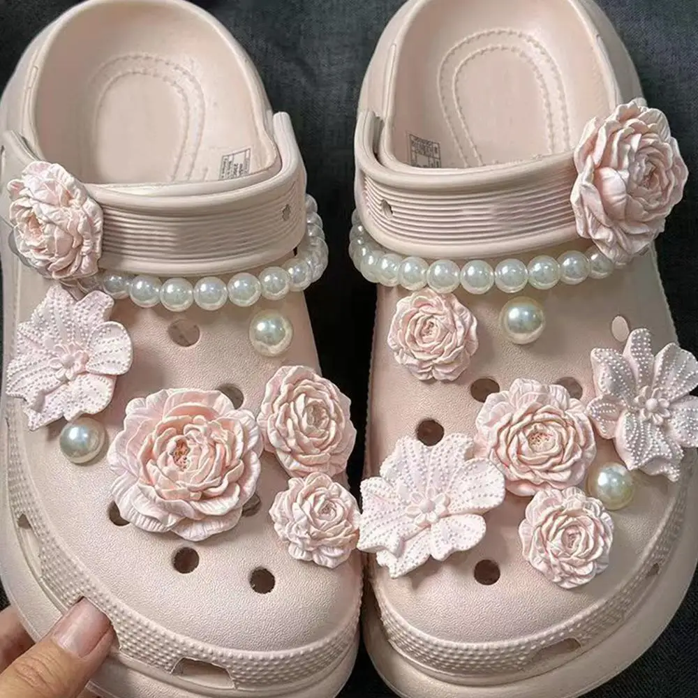 

Hole Shoe Buckle DIY Shoe Flower 3D Flower Shoes Decorations Classic Bone White Bouquet Shoe Charms Set Shoes Accessories