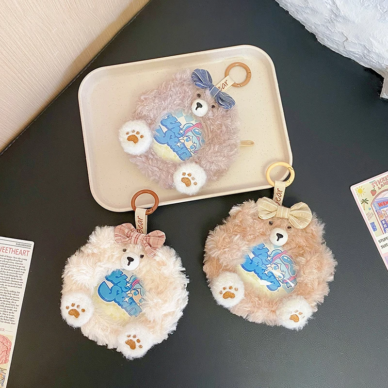 Random One Biscuit Bear Baji Plush Coin Purse Creative Cute Headphone Bag Storage Small Bag Girlfriend Backpack Pendant