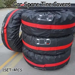 4Pcs Universal Car Spare Tire Covers Polyester Car Tyre Storage Bags Auto Tyre Accessories Auto Vehicle Tire Protective Cover