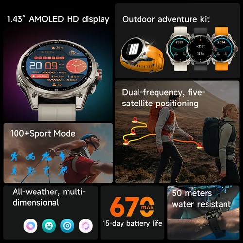 Imagen 2 del producto 2025 nuevo para Huawei GPS reloj inteligente hombres 466*466 AMOLED HD preciso GPS brújula BT llamada Monitor de salud IP69 impermeable reloj de natación