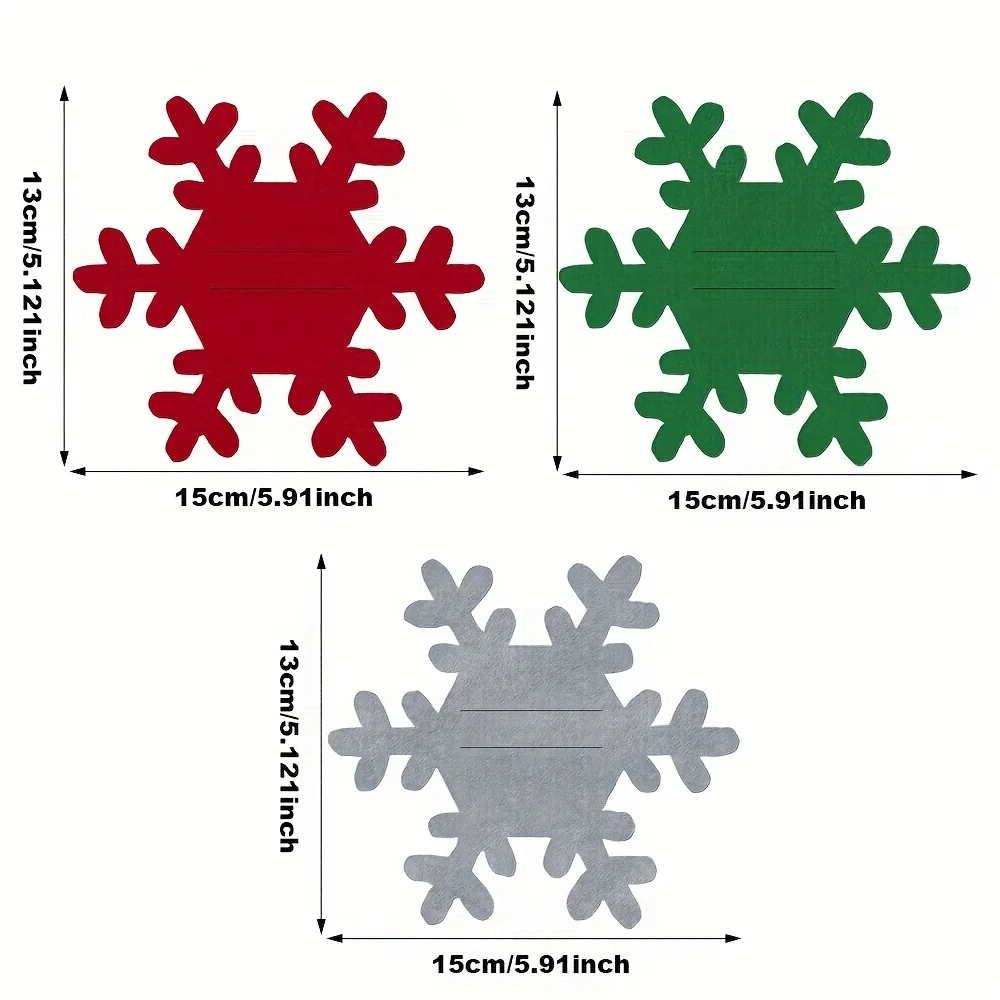 12 Filz-Schneeflocken für Weihnachten, Weihnachtsbesteckbeutel, Weihnachtsbesteckhalter, perfekt zum Dekorieren Ihres Partytisches