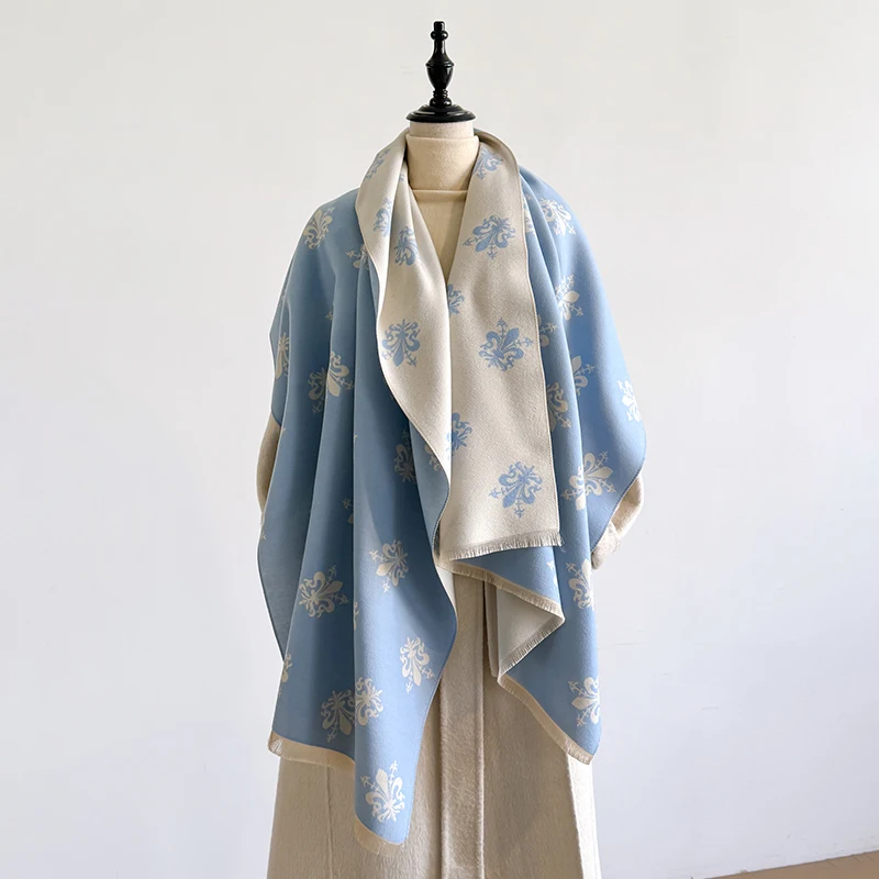 Elegant Paisley Pattern Scarf Imitation Cashmere Soft Warm Versatile Shawl Coldproof Windproof Blanket Scarf for Autumn Winter